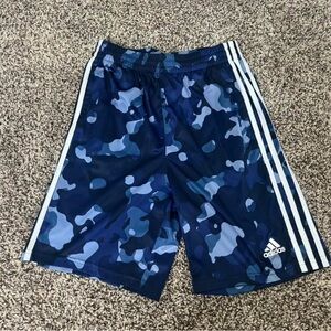 Adidas Navy Camo Shorts with Stripes